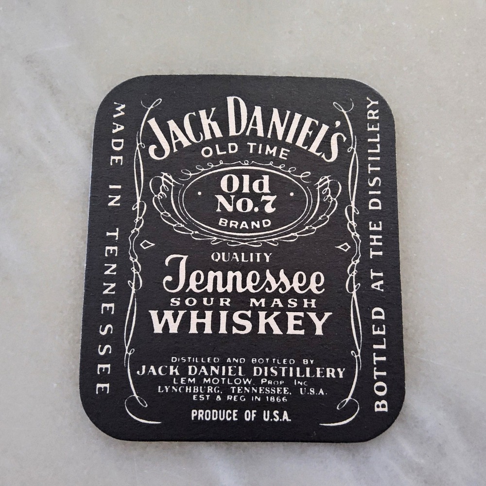 Jack‎ Daniels Old No. 7 Brand Whiskey Bar Coaster Black Tennessee Distillery